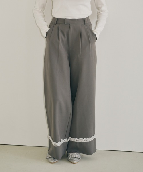 roll up lace wide pants / ロールアップレースワイドパンツ