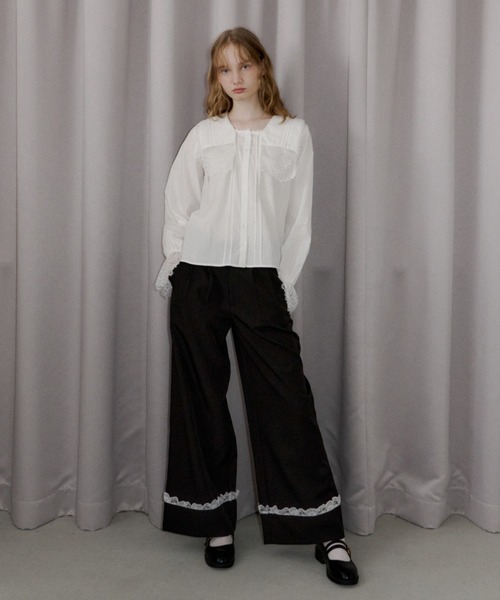 idem（イデム）の「roll up lace wide pants / ロールアップレースワイドパンツ（スラックス・レディース・ブラック/グレー・SMALL/MEDIUM/LARGE）」の7枚目の写真