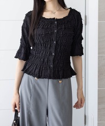 clear | ２wayフリルティアード七分袖トップス[オフィスカジュアル フェミニン]≪AW新作≫(Tシャツ/カットソー)