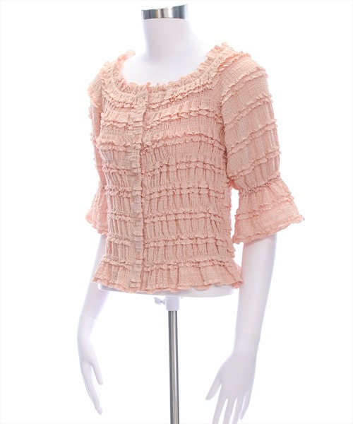 clear（クリア）の「２wayフリルティアード七分袖トップス[オフィスカジュアル フェミニン]≪AW新作≫（Tシャツ/カットソー・レディース・ブラック/アイボリー/ピンク・F）」の8枚目の写真