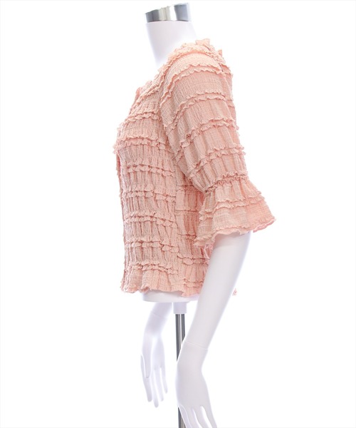 clear（クリア）の「２wayフリルティアード七分袖トップス[オフィスカジュアル フェミニン]≪AW新作≫（Tシャツ/カットソー・レディース・ブラック/アイボリー/ピンク・F）」の9枚目の写真