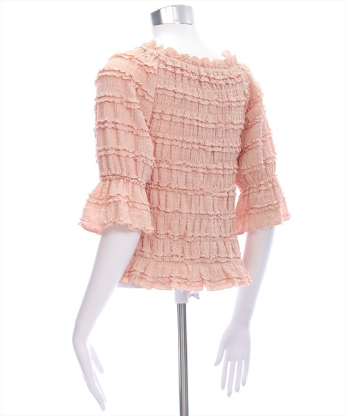 clear（クリア）の「２wayフリルティアード七分袖トップス[オフィスカジュアル フェミニン]≪AW新作≫（Tシャツ/カットソー・レディース・ブラック/アイボリー/ピンク・F）」の10枚目の写真