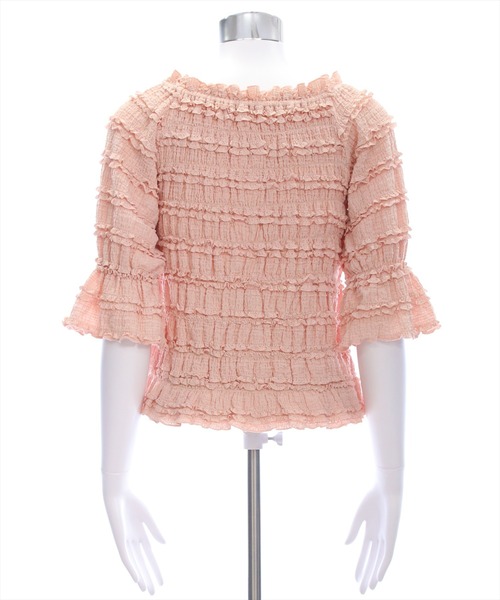 clear（クリア）の「２wayフリルティアード七分袖トップス[オフィスカジュアル フェミニン]≪AW新作≫（Tシャツ/カットソー・レディース・ブラック/アイボリー/ピンク・F）」の11枚目の写真