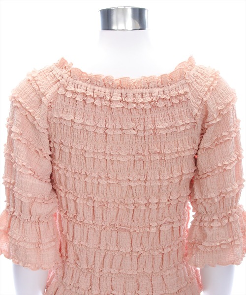 clear（クリア）の「２wayフリルティアード七分袖トップス[オフィスカジュアル フェミニン]≪AW新作≫（Tシャツ/カットソー・レディース・ブラック/アイボリー/ピンク・F）」の12枚目の写真