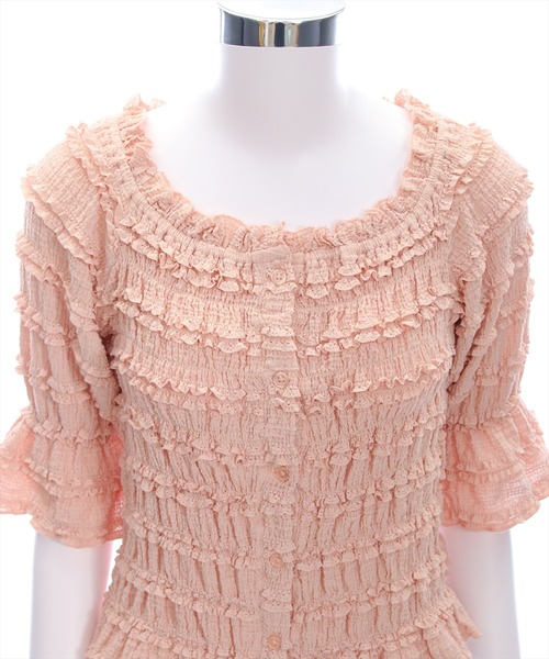 clear（クリア）の「２wayフリルティアード七分袖トップス[オフィスカジュアル フェミニン]≪AW新作≫（Tシャツ/カットソー・レディース・ブラック/アイボリー/ピンク・F）」の13枚目の写真