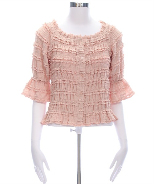 clear（クリア）の「２wayフリルティアード七分袖トップス[オフィスカジュアル フェミニン]≪AW新作≫（Tシャツ/カットソー・レディース・ブラック/アイボリー/ピンク・F）」の15枚目の写真