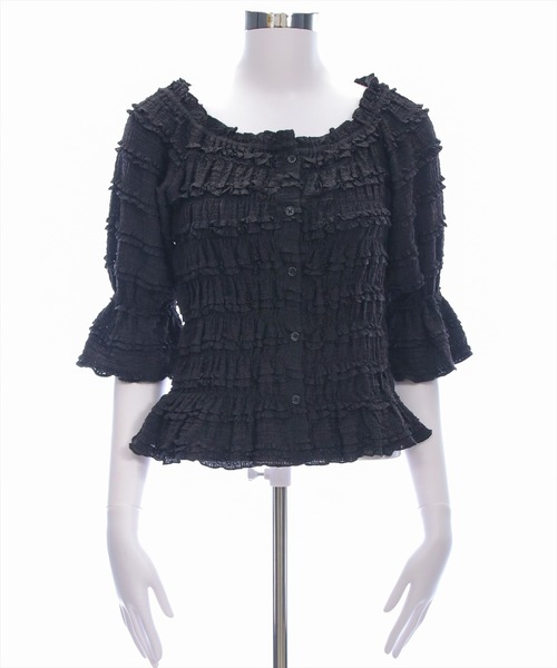 clear（クリア）の「２wayフリルティアード七分袖トップス[オフィスカジュアル フェミニン]≪AW新作≫（Tシャツ/カットソー・レディース・ブラック/アイボリー/ピンク・F）」の18枚目の写真