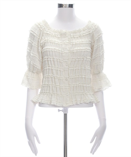 clear（クリア）の「２wayフリルティアード七分袖トップス[オフィスカジュアル フェミニン]≪AW新作≫（Tシャツ/カットソー・レディース・ブラック/アイボリー/ピンク・F）」の19枚目の写真