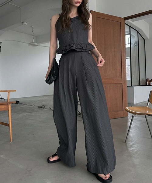 WILLFULLY(ウィルフリー)の「3tuck stripe wide PT(その他パンツ・レディース・チャコール/ブラウン・FREE)」の20枚目の写真