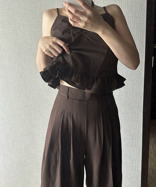 WILLFULLY(ウィルフリー)の「3tuck stripe wide PT(その他パンツ・レディース・チャコール/ブラウン・FREE)」の15枚目の写真