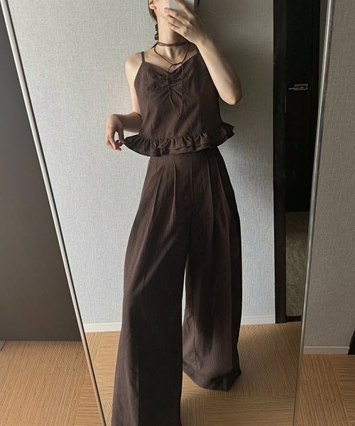 WILLFULLY(ウィルフリー)の「3tuck stripe wide PT(その他パンツ・レディース・チャコール/ブラウン・FREE)」の18枚目の写真