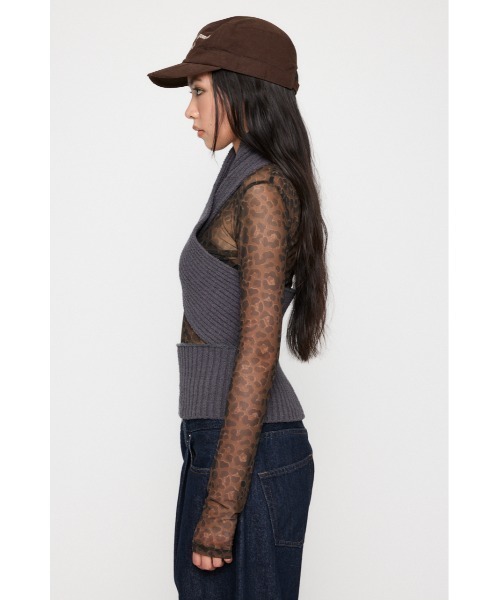 LAGUA GEM(ラグアジェム)の「CROSS RIB KNIT トップス(ニット/セーター・レディース・ブラック/グレー・FREE)」の6枚目の写真