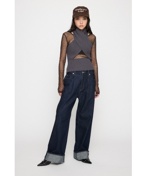 LAGUA GEM(ラグアジェム)の「CROSS RIB KNIT トップス(ニット/セーター・レディース・ブラック/グレー・FREE)」の11枚目の写真