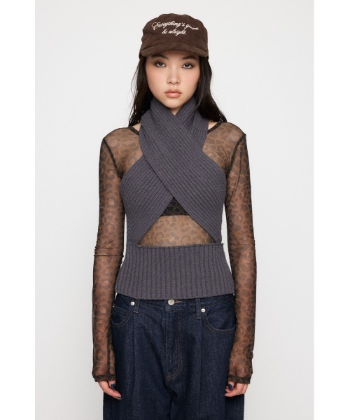 LAGUA GEM(ラグアジェム)の「CROSS RIB KNIT トップス(ニット/セーター・レディース・ブラック/グレー・FREE)」の12枚目の写真