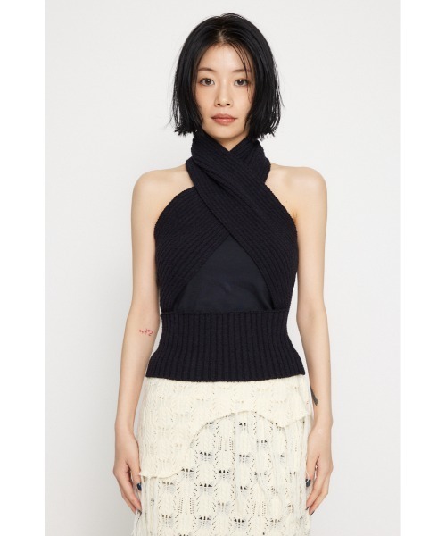 LAGUA GEM(ラグアジェム)の「CROSS RIB KNIT トップス(ニット/セーター・レディース・ブラック/グレー・FREE)」の13枚目の写真