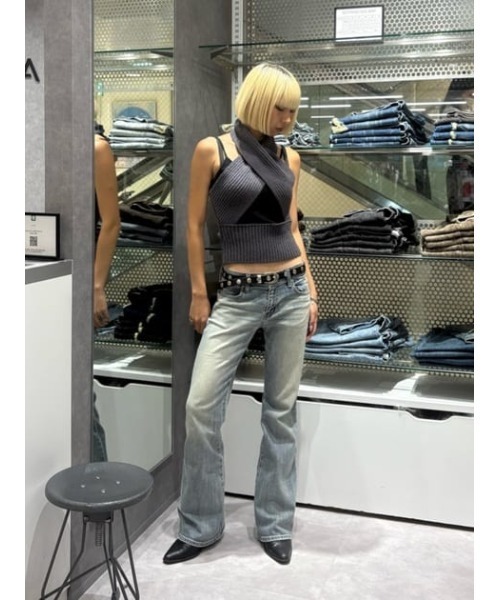 LAGUA GEM(ラグアジェム)の「CROSS RIB KNIT トップス(ニット/セーター・レディース・ブラック/グレー・FREE)」の14枚目の写真