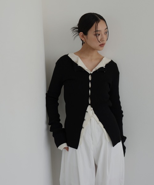 hellam(へラム)の「リブニットチュニックカーディガン(ニット/セーター・レディース・ブラック/アイボリー/レッド/ブラウン・FREE)」の3枚目の写真