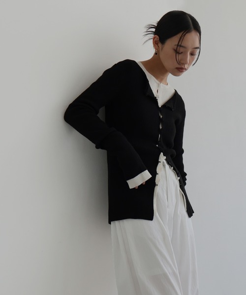 hellam(へラム)の「リブニットチュニックカーディガン(ニット/セーター・レディース・ブラック/アイボリー/レッド/ブラウン・FREE)」の10枚目の写真
