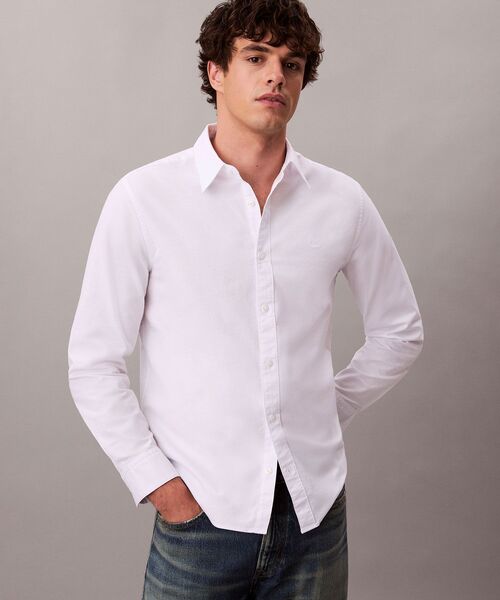 Calvin Klein（カルバン・クライン）の「オックスフォードシャツ（シャツ/ブラウス・メンズ・ブルー/ホワイト・L/M/S）」の2枚目の写真