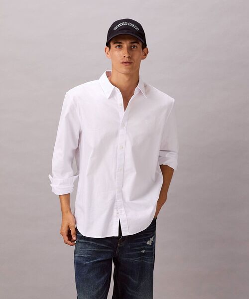 Calvin Klein(カルバン・クライン)の「オックスフォードシャツ(シャツ/ブラウス・メンズ・ブルー/ホワイト・L/M/S)」の2枚目の写真