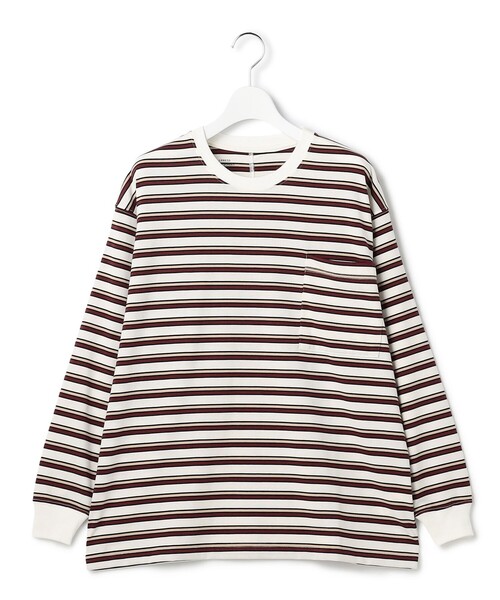 J.PRESS YORK STREET(ジェイプレスヨークストリート)の「【WOMEN】ポケットボーダーロングスリーブ Tシャツ(Tシャツ/カットソー・レディース・ダークブラウン系1/ダークグリーン系2/ベージュ系1/ホワイト系/ホワイト系2・F)」の8枚目の写真