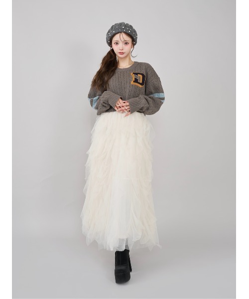 darich カレッジワッペンショートニットトップス カレッジワッペンショートニットトップス（ニット/セーター