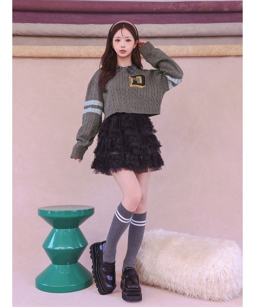 Darich（ダーリッチ）の「カレッジワッペンショートニットトップス