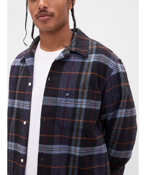 45R コットン フランネル　カバーオール　シャツ　ネイビー　2サイズ 45R コットン フランネル カバーオール シャツ ネイビー 2サイズ 45R