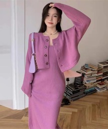 Mejoul | 【セットアップ】カーディガン付きニットキャミワンピース(ワンピース)