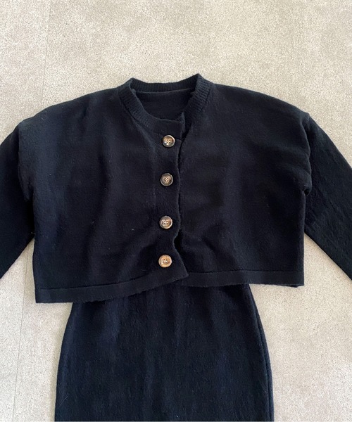 Mejoul（メジュール）の「【セットアップ】カーディガン付きニットキャミワンピース（ワンピース・レディース・ピンク/ブラック・F）」の18枚目の写真