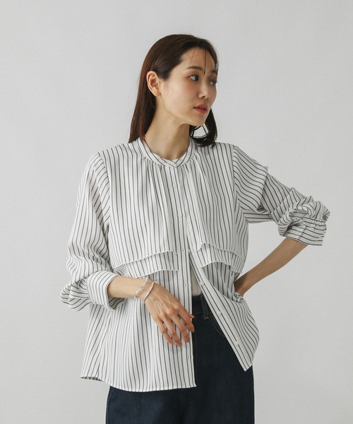 GLOBAL WORK(グローバルワーク)の「キレイつづくティアードブラウス/579500(シャツ/ブラウス・レディース・ブルー系その他/ピンク/ホワイト系その他・MEDIUM/LARGE)」の1枚目の写真