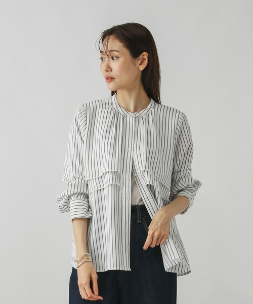 GLOBAL WORK(グローバルワーク)の「キレイつづくティアードブラウス/579500(シャツ/ブラウス・レディース・ブルー系その他/ピンク/ホワイト系その他・MEDIUM/LARGE)」の6枚目の写真