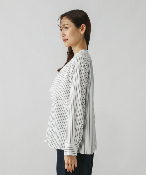 未使用！CHONO アイボリー切り替えティアードブラウス　フリーサイズ セール】サテンティアードブラウス（シャツ/ブラウス）｜AMERICAN