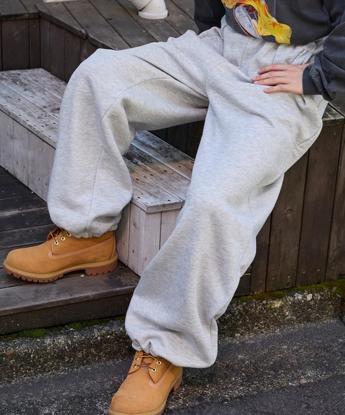 ドロストワイドストレート 裏起毛タックスウェットパンツ