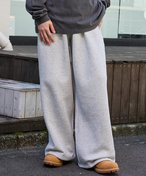 ドロストワイドストレート 裏起毛タックスウェットパンツ MONO-MART