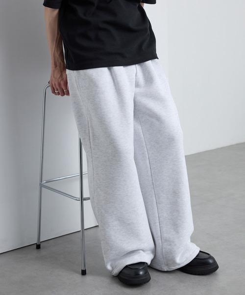 ドロストワイドストレート 裏起毛タックスウェットパンツ MONO-MART