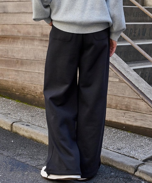 ドロストワイドストレート 裏起毛タックスウェットパンツ MONO-MART