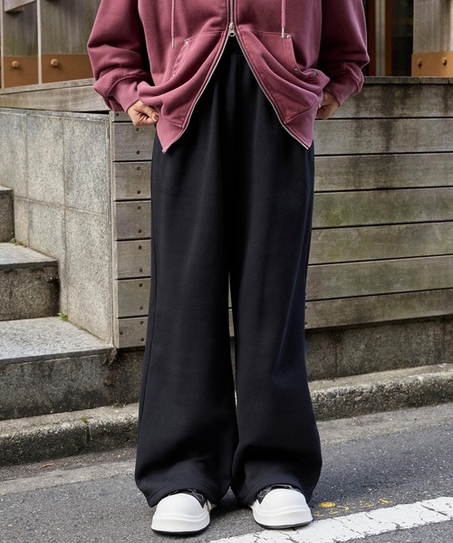 セール】ドロストワイドストレート 裏起毛タックスウェットパンツ