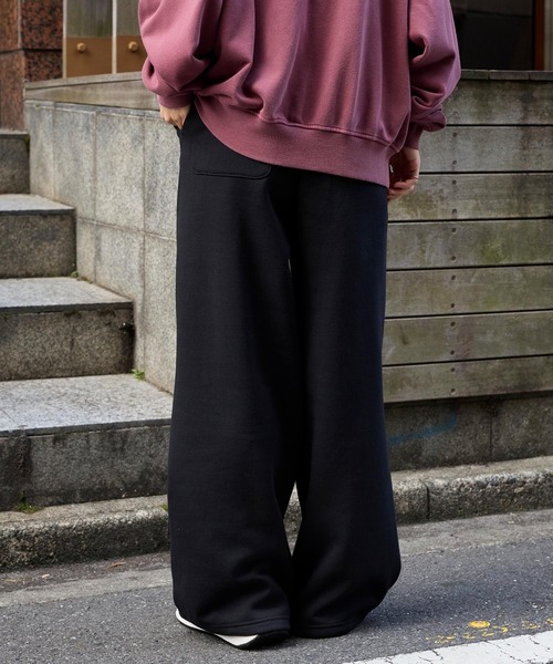 セール】ドロストワイドストレート 裏起毛タックスウェットパンツ