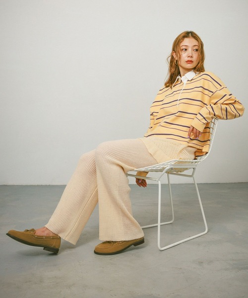 BAYFLOW（ベイフロー）の「[WEB限定]マルチボーダーポロTシャツ（ポロシャツ・レディース・イエロー/ピンク/ブラウン・FREE）」の9枚目の写真