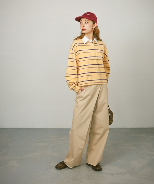 BAYFLOW（ベイフロー）の「[WEB限定]マルチボーダーポロTシャツ（ポロシャツ・レディース・イエロー/ピンク/ブラウン・FREE）」の12枚目の写真