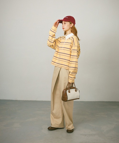 BAYFLOW（ベイフロー）の「[WEB限定]マルチボーダーポロTシャツ（ポロシャツ・レディース・イエロー/ピンク/ブラウン・FREE）」の13枚目の写真