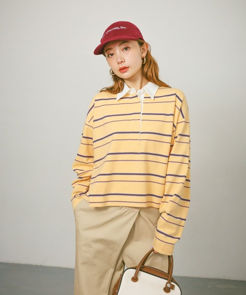 BAYFLOW（ベイフロー）の「[WEB限定]マルチボーダーポロTシャツ（ポロシャツ・レディース・イエロー/ピンク/ブラウン・FREE）」の15枚目の写真