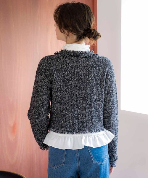 NOELA(ノエラ)の「ツイードニットカーディガン(カーディガン/ボレロ・レディース・ブラック/ラベンダー・フリー)」の14枚目の写真