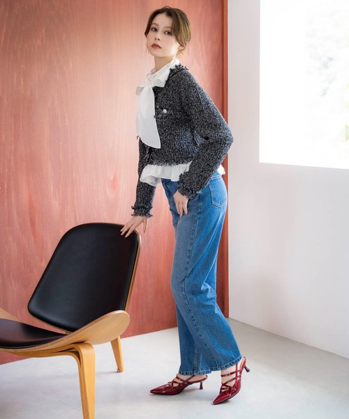 NOELA(ノエラ)の「ツイードニットカーディガン(カーディガン/ボレロ・レディース・ブラック/ラベンダー・フリー)」の17枚目の写真