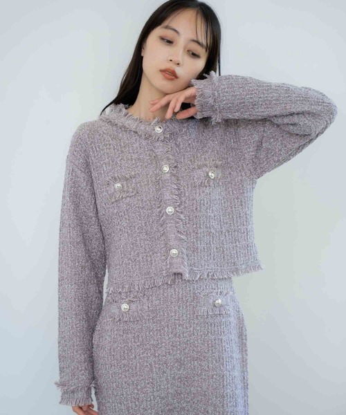 NOELA(ノエラ)の「ツイードニットカーディガン(カーディガン/ボレロ・レディース・ブラック/ラベンダー・フリー)」の22枚目の写真