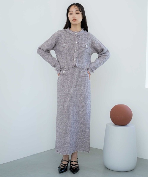 NOELA(ノエラ)の「ツイードニットカーディガン(カーディガン/ボレロ・レディース・ブラック/ラベンダー・フリー)」の3枚目の写真