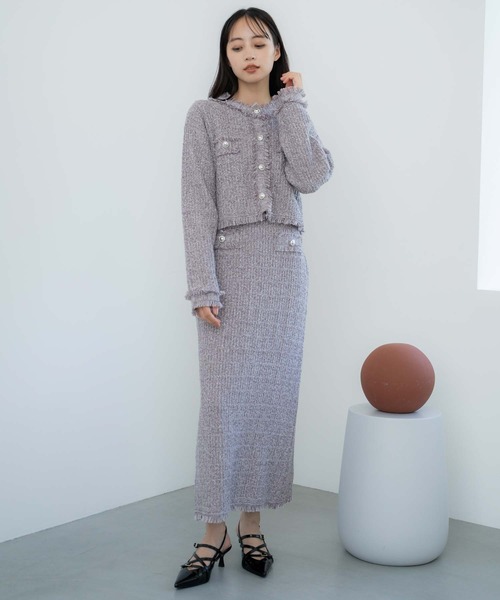 NOELA(ノエラ)の「ツイードニットカーディガン(カーディガン/ボレロ・レディース・ブラック/ラベンダー・フリー)」の4枚目の写真