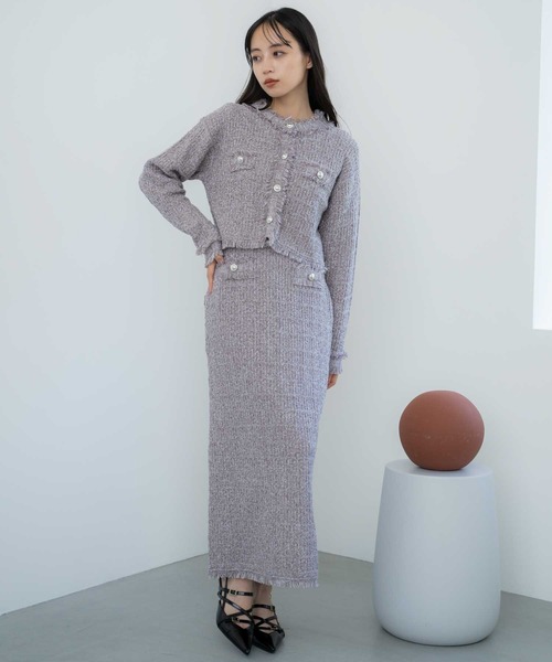 NOELA(ノエラ)の「ツイードニットカーディガン(カーディガン/ボレロ・レディース・ブラック/ラベンダー・フリー)」の5枚目の写真