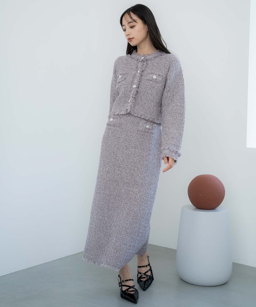 NOELA(ノエラ)の「ツイードニットカーディガン(カーディガン/ボレロ・レディース・ブラック/ラベンダー・フリー)」の6枚目の写真